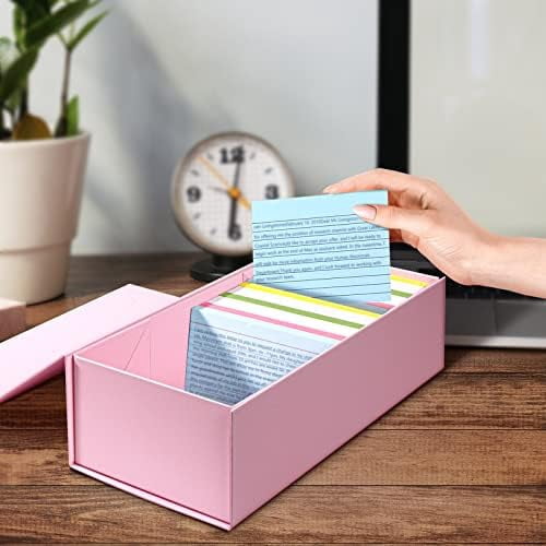 Quivanta 3x5 Index Card Holder Pink Card File Box Organizer, Hold 1200 3x5-Inch Flash Cards- 1 Pack Pink