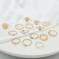 thumbnail image 5 of 15Pcs/Set Fashion Ring Artistic Alloy Heart Faux Crystal Finger Ring for Daily Wear, 5 of 7