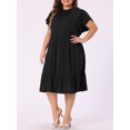 thumbnail image 2 of DARING DIVA Women's Plus Size Elegant Tie Back Boat Neck Midi Length Dress 2X Black, 2 of 6