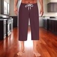 thumbnail image 2 of BinBiL Pants Drawstring Soft Capri Sleepwear Pants Wide Leg ,Viscose made from Wine M(M), 2 of 7