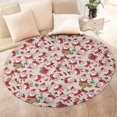 thumbnail image 4 of Beige Christmas Santa and Gift Pattern Round Blanket,Comfortable Soft Flannel Throw Blanket,All Season,Warm Lightweight Blankets for Sofa Bed Couch Living Room Chair 60"x60", 4 of 5