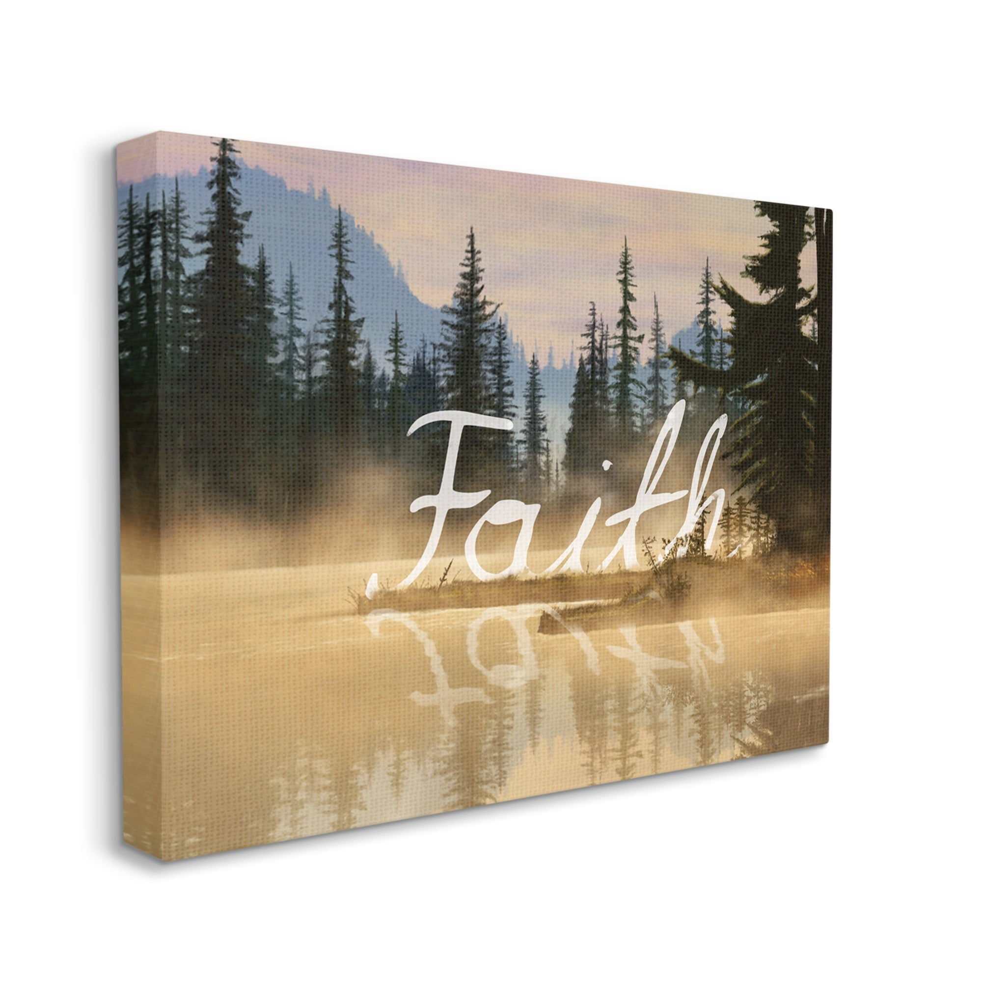 Stupell Industries Faith Calligraphy Floating Lake Water Woodland Scenery Graphic Art Gallery Wrapped Canvas Print Wall Art, Design by Nobleworks