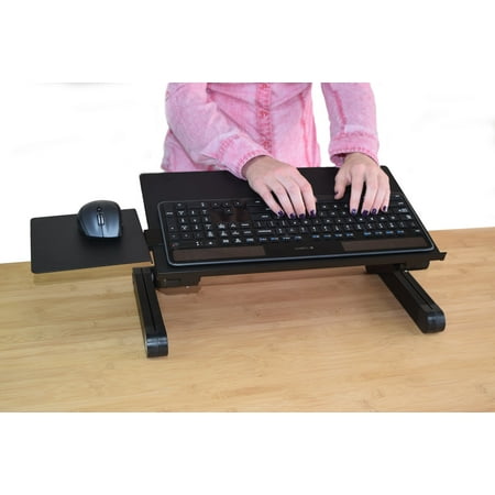 WorkEZ Keyboard and Mouse Tray ergonomic adjustable height angle negative tilt sit to stand up on-desk table-top desktop standing computer stand riser lift raise keyboards to standing (Best Adjustable Keyboard Tray)