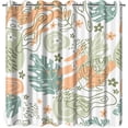 thumbnail image 2 of Abstract Leaves Blackout Curtains, Green Orange Mid Century Room Darkening Curtains For Bedroom, Boho Leaves Window Curtains For Living Room 42"W x 63"L (Pack of 2), 2 of 6