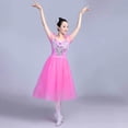 thumbnail image 3 of Doomiva Women Puff Sleeve Ballet Dance Mesh Tulle Long Dress Ballerina Swan Lake Princess Dress Pink XXL, 3 of 6