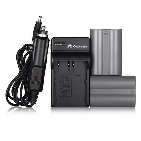 D80 En El3e Battery Charger - Powerextra 2-Pack 7.4v 2200mAh Replacement EN-EL3E Battery + Charger for Nikon D50, D70, D70s, D80, D90, D100, D200, D300, D300S, D700 Digital SLR Cameras