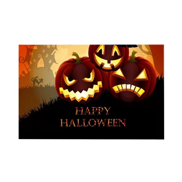 Decoraciones de la Puerta de Halloween Terrible Cráneo Impresión Alfombra de Piso, Alfombra de Entrada de la Puerta de Halloween Alfombra de Poliéster Antideslizante 40x60cm para la Decoración de la F