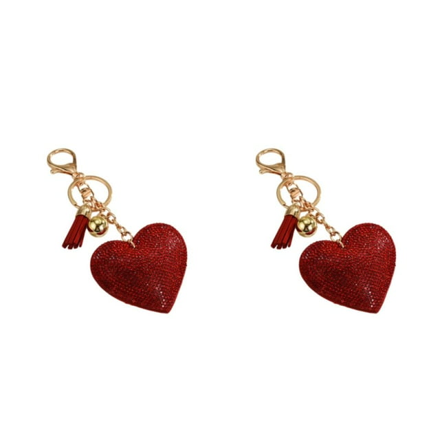 Guardoinrt Metal Wide Application Heart Shape Key Chain Stylish And Practical Exquisite Appearance Keychain red 2Set