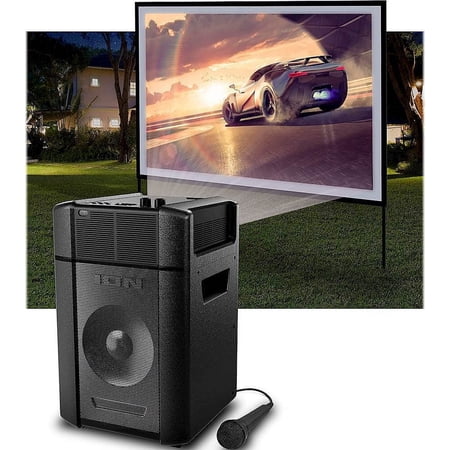 Ion Audio Deluxe Video Projector with Bluetooth Speaker and Microphone, Black