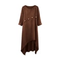 thumbnail image 5 of Bixock Women's Plus Size Dresses,Casual Half Sleeve Dresses,Linen Loose Crewneck Asymmetrical Hem Solid Color Lightweight Comfortable Summer Outdoor Trip Dresses, 5 of 5