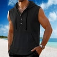 thumbnail image 7 of Noric Men's Sleeveless Hooded Tank Top Button Front Muscle Tee with Big Pocket Casual Gym Hoodie Vest for Summer, 7 of 7