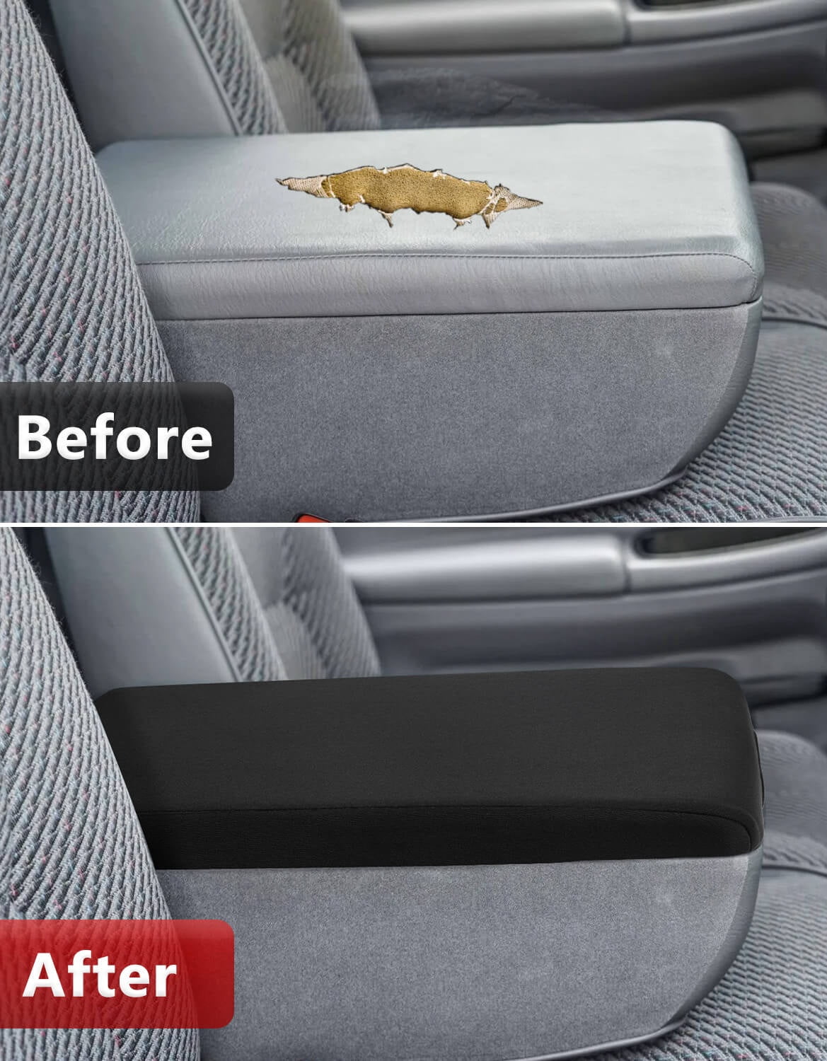 KBH Center Console Armrest Cover for 1994-2001 Dodge Ram 1500 2500 3500 with 19"x15" Jump Seat, Car Arm Rest Lid Covering for Ram 1500 Accessories, Washable Fabric Black