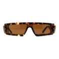 thumbnail image 3 of Womens Mod Flat Top Narrow Shield Exposed Side Lens Sunglasses Tortoise Brown, 3 of 4