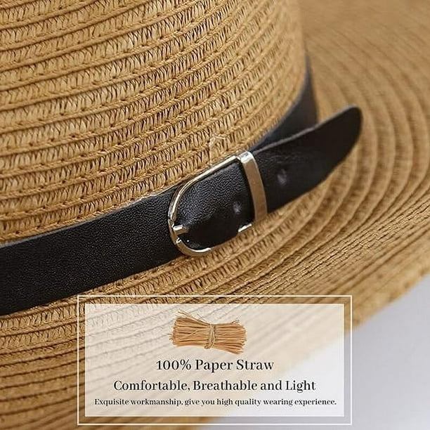 Men Wide Brim Straw Hat,Man Summer Beach Sun Hat UPF50+, Sun - Protected  Straw Hats for Men Q064