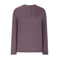 thumbnail image 7 of ABATAB Womens Long Sleeve Henley Shirts Classic V Neck Casual Button down Tunic Tops Loose Fit Fall Dressy Tee Clothes(Medium,Purple 2), 7 of 7