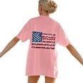 thumbnail image 4 of Wyobmus Women Graphic PrinT-Shirt Oversized American Flag Tee Shirt Short Sleeve Loose Fit Summer Beach Tops B-Pink, 4 of 5