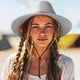 thumbnail image 2 of Women Straw Panama Hat Travel Fedora Beach Sun Hat Summer Wide Brim Straw Roll up Hat UPF 50+, 2 of 5