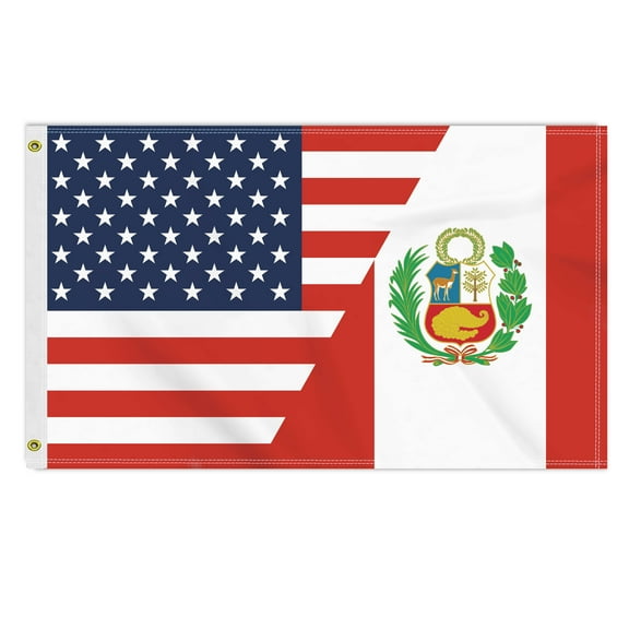 3×5 FT Peru USA Flag, Large 150D America Peruvian Outdoor Banner,Double Side Printing Decor For Patio Garden With Brass Gromment