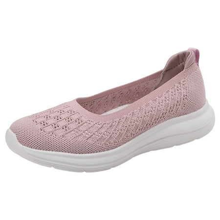 

Sngxgn Women’s Ballet Flat Shoes Dress Shoes Knit Round Toe Slip On Ballerina Walking Flats Shoes for Woman Comfort Soft(Pink 7.5)