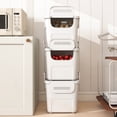 thumbnail image 4 of Costway 3 PCS Plastic Storage Bins with Front Door & Side Handles for Kitchen, Bedroom White, 4 of 10