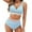 Light Blue, variant on RQYYD Swimming Suits for Women High Waisted Bikini Sets Tummy Control Swimsuits Color Block Two Piece Bathing Suits
