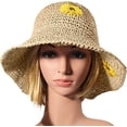 thumbnail image 3 of Sombrero de ala ancha para mujer, sombrero de paja plegable para verano, sombrero de cubo para playa, 3 of 5