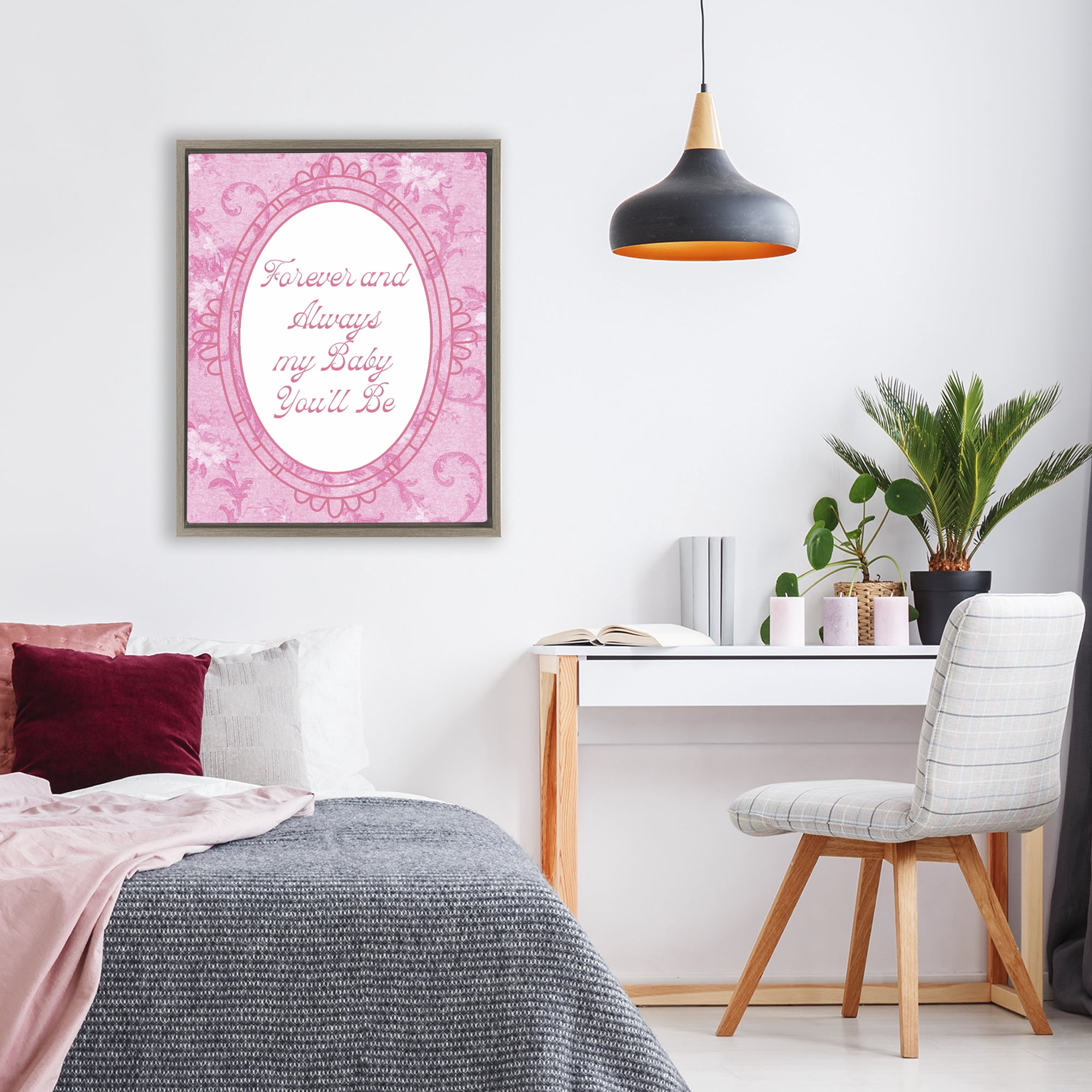 Stupell Industries Forever & Always My Baby Brown Framed Floater Canvas Wall Art, design by Lil' Rue