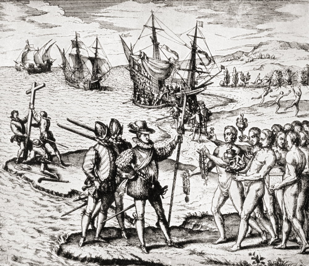 The First Landing Of Columbus On San Salvador Island West Indies Christopher Columbus C1451 To 1506 Italian Navigator Colonizer And Explorer From The Great Explorers Columbus And Vasco Da Gama After A