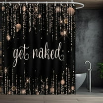 Black and Golden Shower Curtain Get Naked Shower Curtain for Bathroom Modern Glitter Bling Bath Curtain Decor with 12 Hooks 72x72 Inches