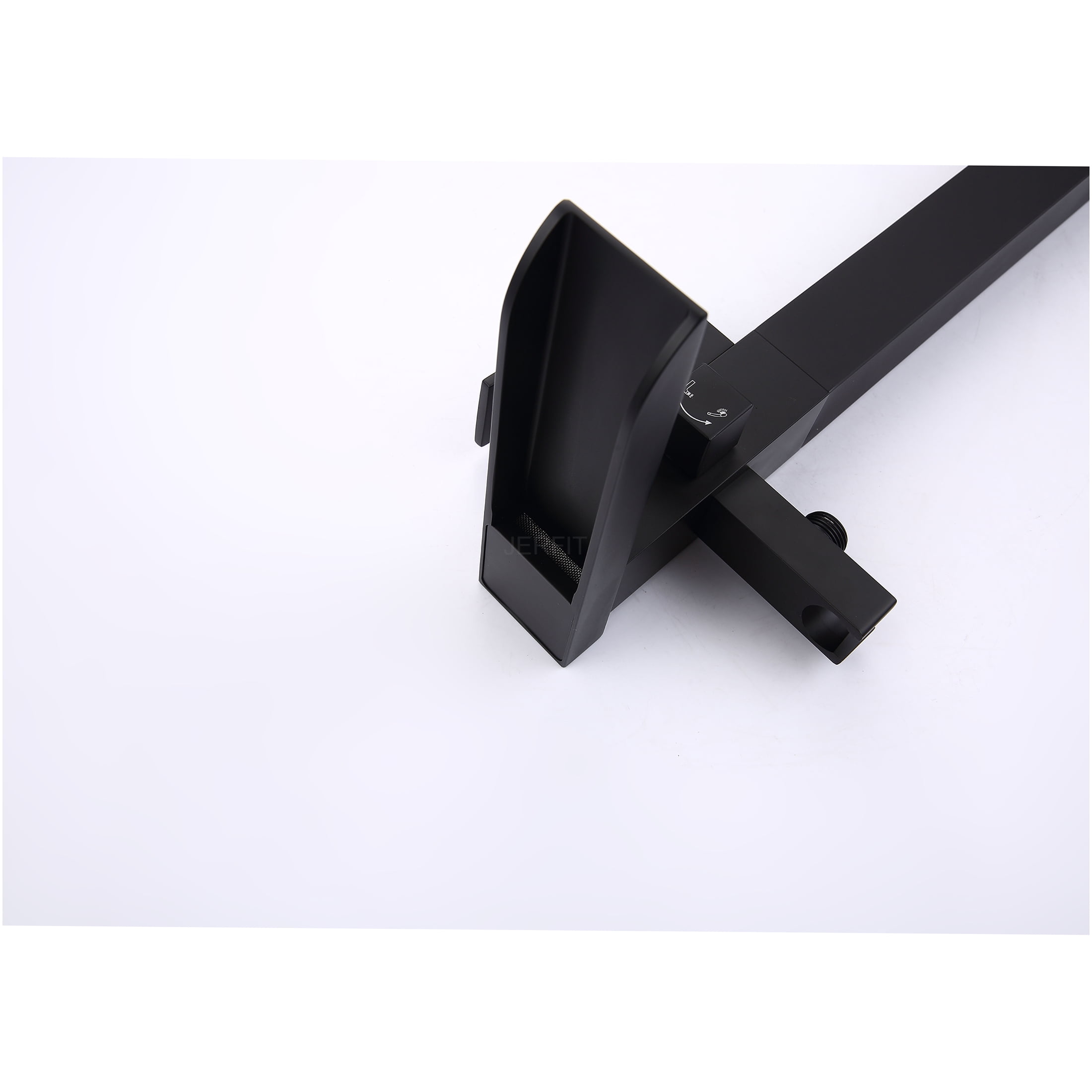 JERFIT Matte Black Freestanding Tub Filler with Hand Shower, Single Handle Floor Mount Waterfall Bathtub Faucet