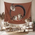 thumbnail image 2 of Brown Red Cute Cat Tapestry for Bedroom Wall Hanging Tapestry, Modern Art Ceiling Backdrop Tapestries Poster Blanket Wall Decor for Teens Room Living Room Dorm 55" x 73", 2 of 8