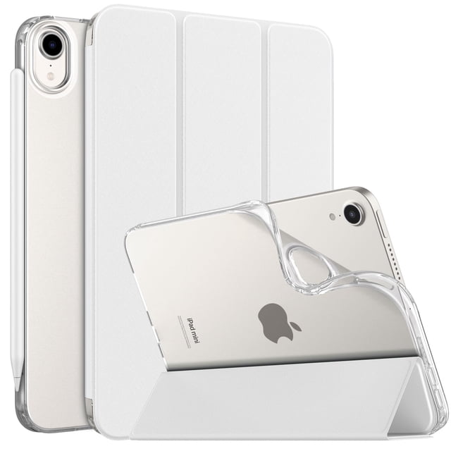 Funda MoKo Soft TPU translúcida esmerilada para iPad mini 7, color blanco