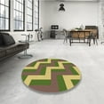 thumbnail image 4 of Ahgly Tapis Rond Lavable en Machine Intérieur Transitionnel Vert, 7 Pieds Rond, 4 of 7