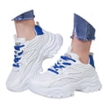 thumbnail image 3 of AUDeals Women’s Chunky Mesh Sneakers Thick Sole PU Leather Platform Shoes Lace Up Casual Walking Sneakers (Blue, 6.5), 3 of 7