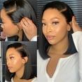 thumbnail image 6 of Straight Human Hair Wig Side Part 13×4 Lace Frontal Wigs Pre Plucked Hairline, 6 of 7