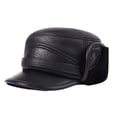 thumbnail image 2 of Men's Hat Thicken Real Leather Fur Baseball Caps With Ears Warm Dad's Hats Bomber ,Durable Quality, 2 of 7
