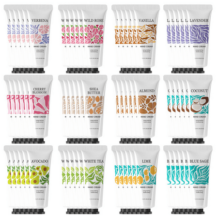 72 Pcs Hand Cream Gift Set, Travel-Size Moisturizer for Dry Hands, Hand Lotion Set for Valentine's Day Easter Baskets, Stocking Stuffers