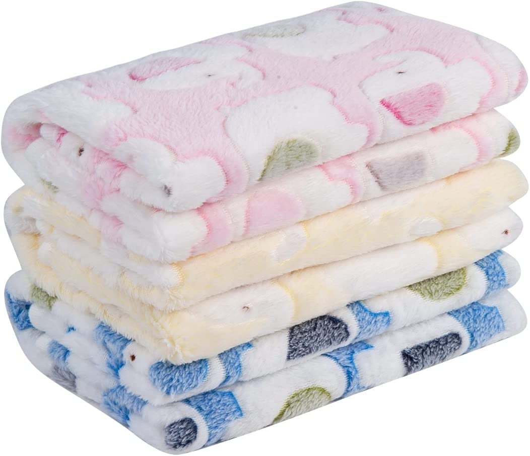 1 Pack 3 Puppy Blankets Soft Warm Sleep Mat Print Blanket Fluffy Fleece