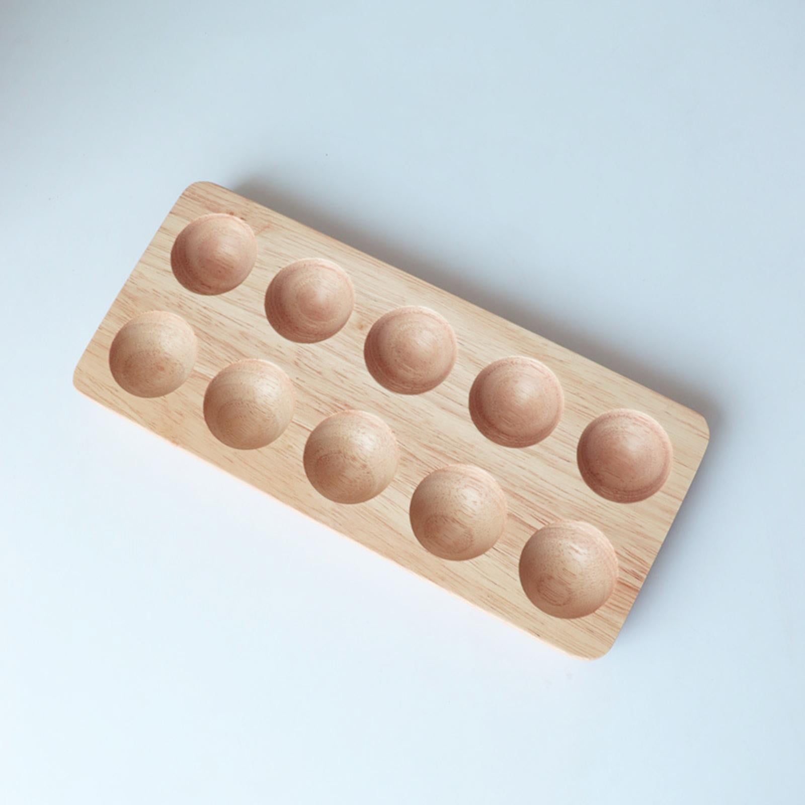 Wooden Egg Holder Double Row Sturdy Durable Portable Practical Storage Tray Container for Household Refrigerator Kitchen Countertop Tabletop 10 Slot