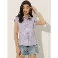 thumbnail image 2 of DARING DIVA Women's Summer Plaid Short Sleeves Button Down Shirts S Lilac, 2 of 6