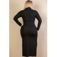 thumbnail image 3 of Plus Size Ribbed Turtleneck Maxi Dress with Side Slits, 3 of 11