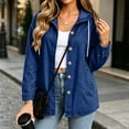 thumbnail image 2 of Cmtiyu Denim Jacket for Women, Long Sleeve Drawstring Button Hooded Denim Jackets, Oversized Casual Outerwear Jean Jacket Coat with Pockets, S-2XL, 2 of 9