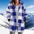 thumbnail image 2 of larppty Womens Oversized Sherpa Jacket Fuzzy Fleece Zip Up Jacket Warm Winter Coats Outerwear with Pockets (Blue, S), 2 of 6