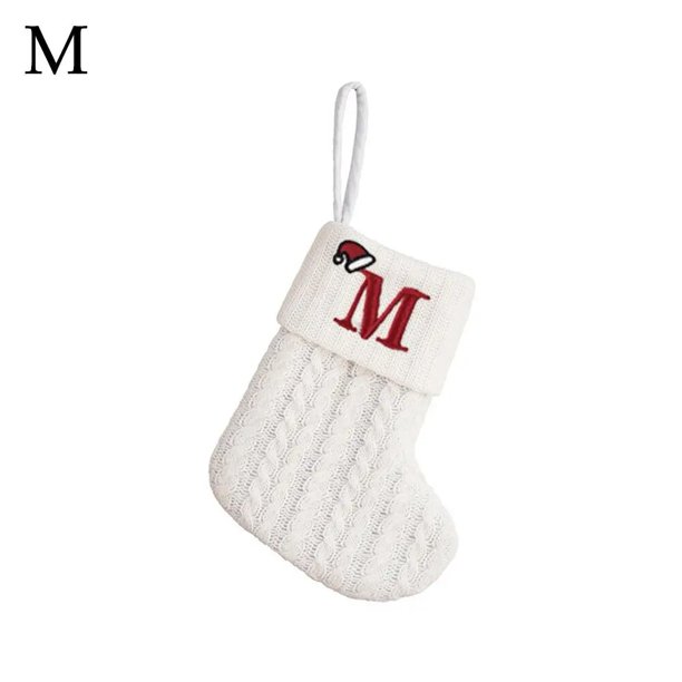 Calcetines de Navidad con letras y nombres para el hogar, calcetín de punto con alfabeto, colgante de árbol de Navidad, decoraciones para el hogar, G T0R8
