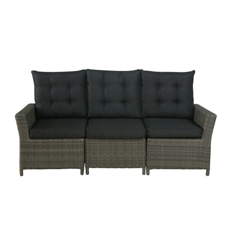 Alaterre Asti Cushion Resin Wicker Outdoor Sofa - Dark Gray
