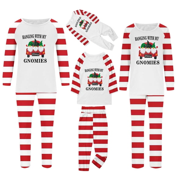 Odeerbi Matching Family Christmas Pajamas Sets Stripe Sleepwear Mens Xmas Printed Loungewear Tops and Pants Family Matching Jammies Set for Dad