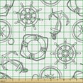 thumbnail image 2 of Nautical Upholstery Fabric by the Yard, Anchor Life Ship Steering Wheel Compass Marine Navigation Adventure Doodle, Decorative Fabric for DIY and Home Accents, Grey and White by Ambesonne, 2 of 5