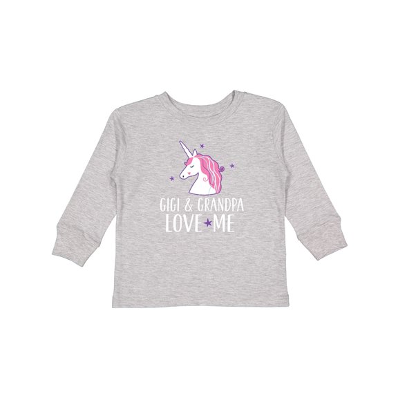 Inktastic Gigi and Grandpa Love Me Unicorn Grandchild Girls Long Sleeve Toddler T-Shirt