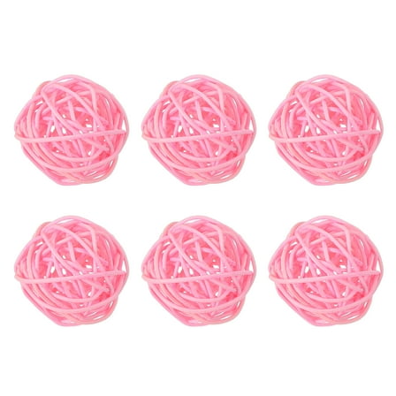 Uxcell 6 Pcs Wicker Rattan Balls 2 Inch Rattan Decorative Balls Vase Fillers for Wedding Party Centerpiece Bowls Home Decoration, Pink