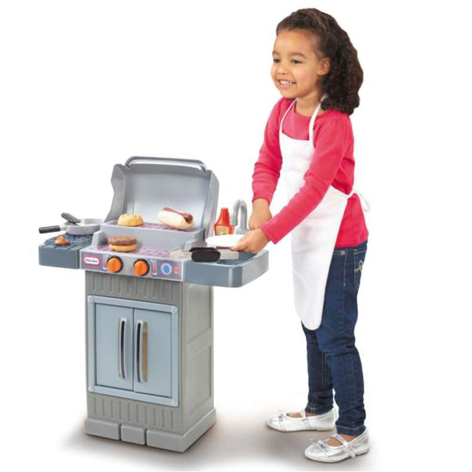 Little Tikes Cook 'n Grow 8-Piece BBQ Grill Playset, Gray, for Kids 2+